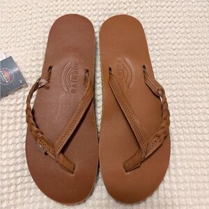 Rainbow Tan Braided Leather Sandals